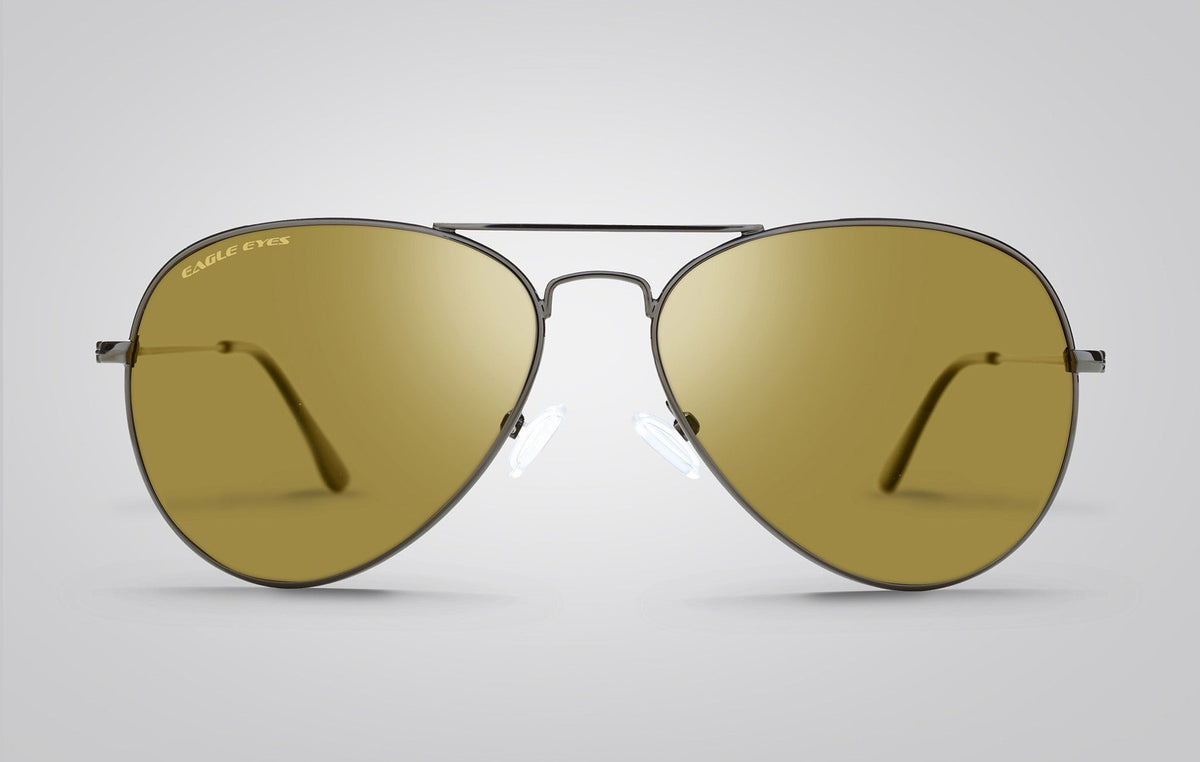 Polarized Protective Lens Classic Teardrop Design Plastic Aviator Sunglasses, Black