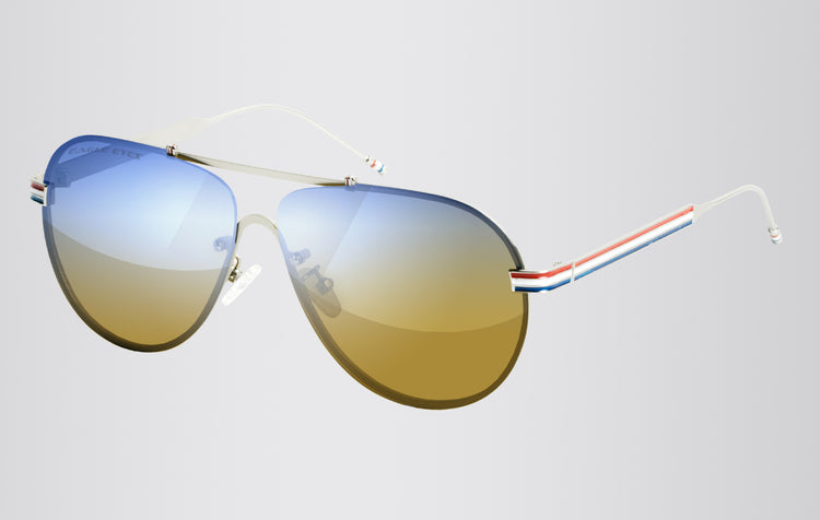 Extra Large Blue Mirror Aviator Sunglasses – Gold Metal  display picture 2