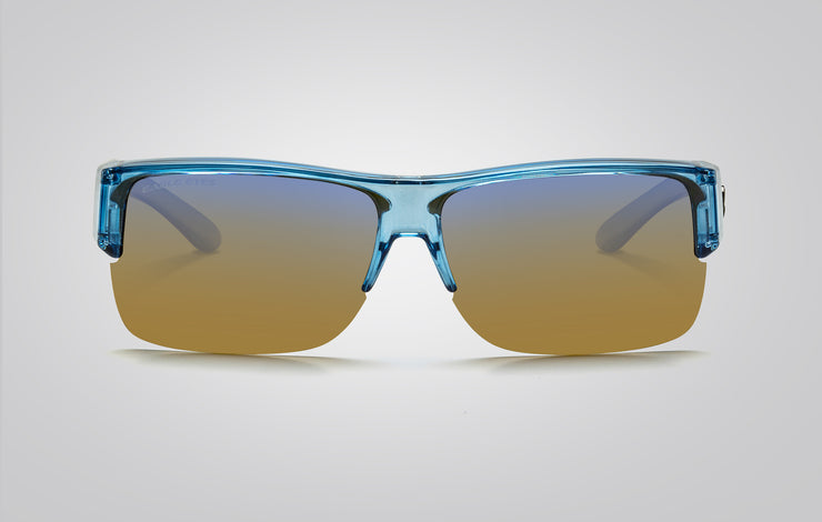 Wrap-Around Rimless Mirrored Polarized Sunglasses